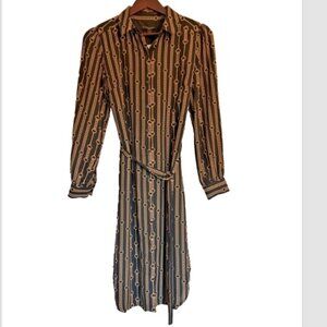 NWT Banana Republic Women's Collared Chain Design Dress Long Sleeve Size 4 Black